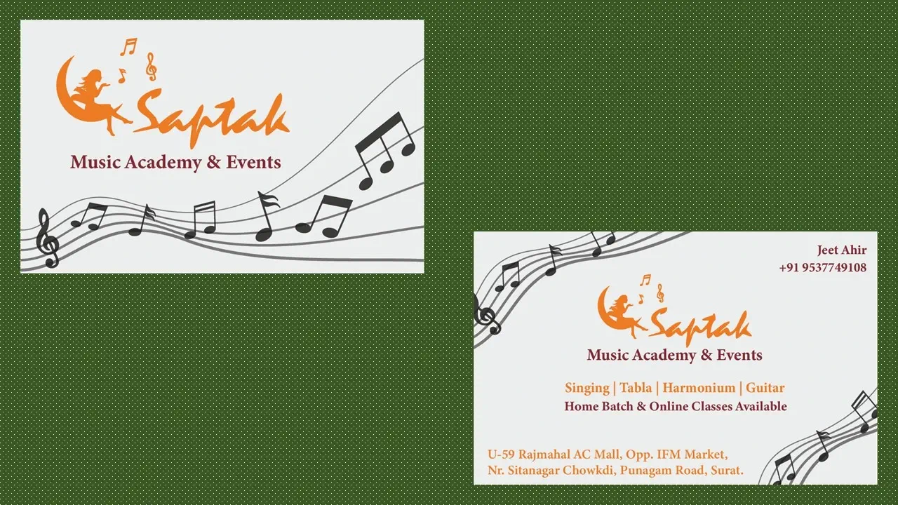 Visiting card design work for a music academy